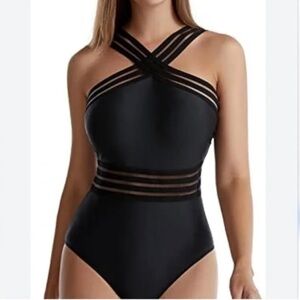 Elegant Black Women's One Piece Swimsuit